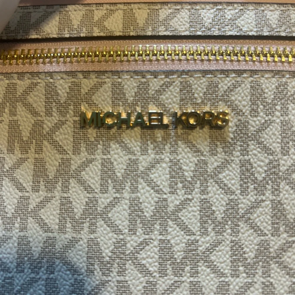 NWT Michael Kors Beige Monogram Crossbody Bag